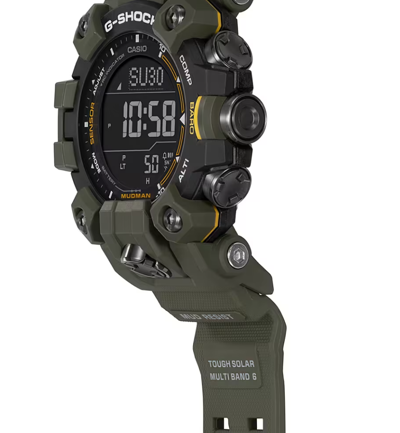 Pre-owned G-shock Casio  Master Of G-land Triple Sensor Green Watch Gw9500-3