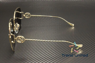 Pre-owned Gucci Gg1207sa 002 Rectangular Squared Metal Gold Grey 64 Mm Women's Sunglasses In Gray