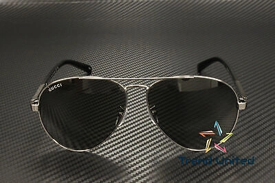 Pre-owned Gucci Gg1288sa 001 Pilot Navigator Ruthenium Black Grey 61 Mm Men's Sunglasses In Gray