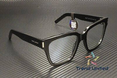 Pre-owned Saint Laurent Sl 507 009 Squared Black Transparent 54 Mm Unisex Sunglasses In Clear