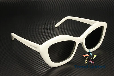 Pre-owned Saint Laurent Sl 68 004 Cat Eye Acetate Ivory Grey 54 Mm Women's Sunglasses In Gray