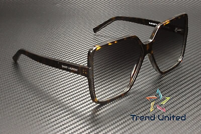 Pre-owned Saint Laurent Sl 232 Betty 003 Rectangular Avana Grey 63 Mm Women's Sunglasses In Gray