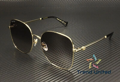 Pre-owned Gucci Gg1143s 001 Butterfly Metal Gold Grey 59 Mm Women's Sunglasses In Gray