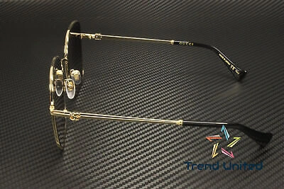 Pre-owned Gucci Gg1143s 001 Butterfly Metal Gold Grey 59 Mm Women's Sunglasses In Gray