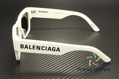 Pre-owned Balenciaga Bb0262sa 003 Rectangular Squared White Grey 56 Mm Unisex Sunglasses In Gray