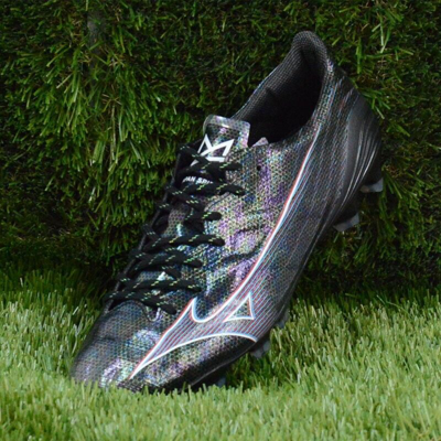 Pre-owned Mizuno Alpha Japan Black Soccer Cleats P1ga2360 01 Us7-10 W/box In Black X Ignitionred X Blue
