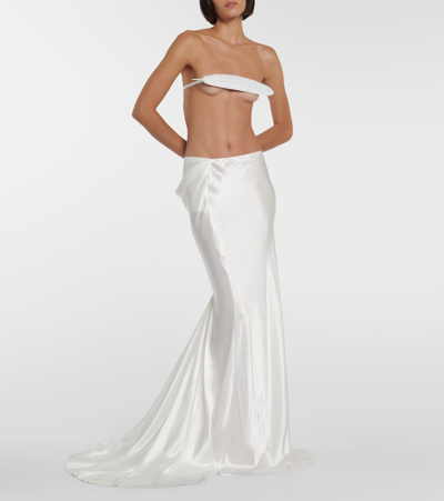 Shop Ann Demeulemeester Satin Maxi Skirt In White