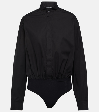 Shop Alaïa Cotton Poplin Bodysuit In Black