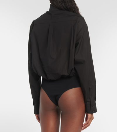 Shop Alaïa Cotton Poplin Bodysuit In Black