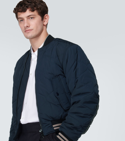 Shop Dries Van Noten Quilted Bomber Jacket In Blue