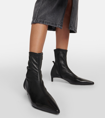 Shop Courrèges Scuba Leather Ankle Boots In Black