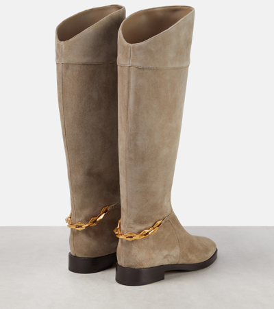 Shop Jimmy Choo Nell Suede Knee-high Boots In Grey