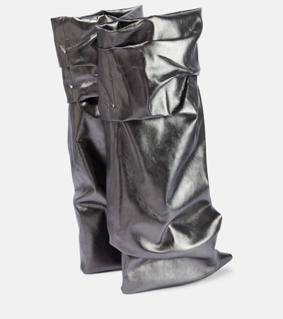 Shop Alexandre Vauthier Ruched Leather Boots In Silver