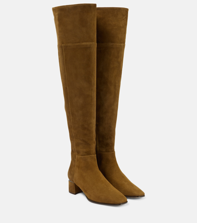 Shop Jimmy Choo Loren 45 Suede Over-the-knee Boots In Brown
