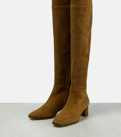 Shop Jimmy Choo Loren 45 Suede Over-the-knee Boots In Brown