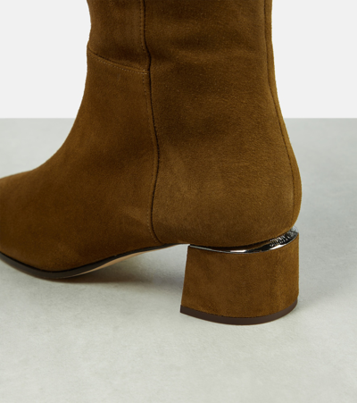 Shop Jimmy Choo Loren 45 Suede Over-the-knee Boots In Brown