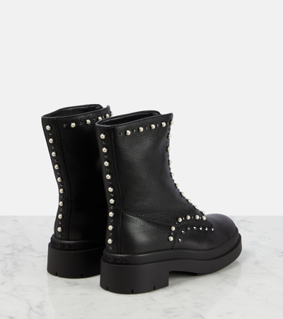 Shop Jimmy Choo Nola Embellished Leather Ankle Boots In Black