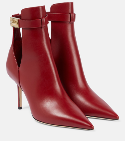 Shop Jimmy Choo Nell 85 Leather Ankle Boots In Red