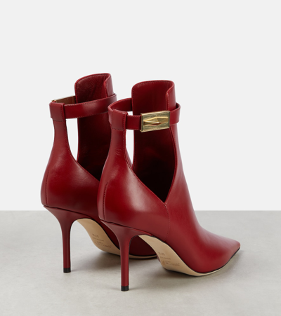 Shop Jimmy Choo Nell 85 Leather Ankle Boots In Red