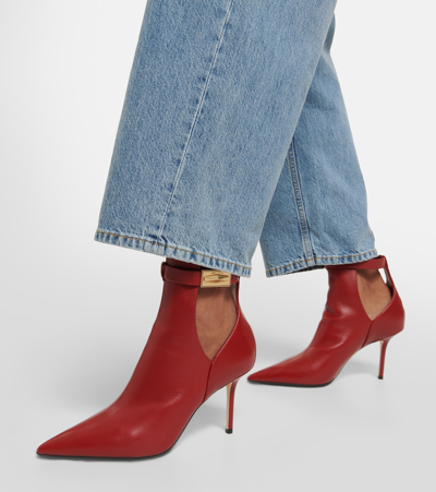 Shop Jimmy Choo Nell 85 Leather Ankle Boots In Red