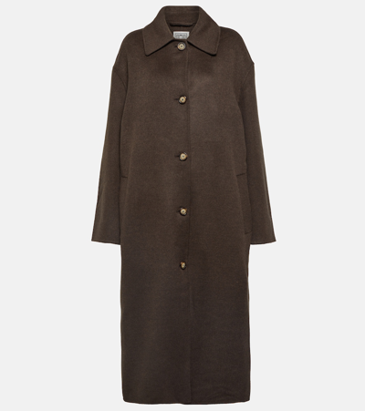 Shop Totême Wool Coat In Brown