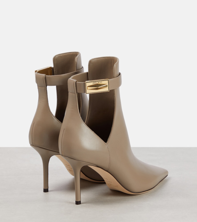 Shop Jimmy Choo Nell 85 Leather Ankle Boots In Grey