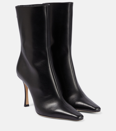 Shop Jimmy Choo Agathe 100 Leather Ankle Boots In Black