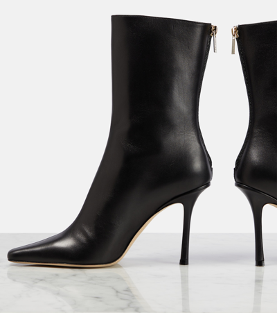 Jimmy Choo Agathe 100 Leather Ankle Boots In Black