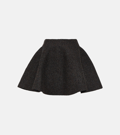 Shop Alaïa Wool-blend Miniskirt In Grey