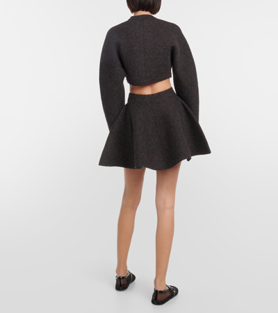 Shop Alaïa Wool-blend Miniskirt In Grey