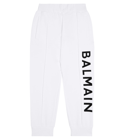 Balmain Logo Cotton Sweatpants In White