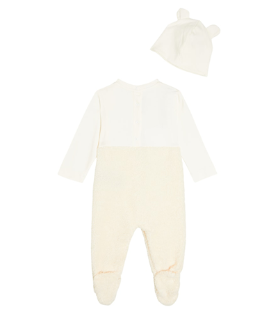 Balmain Baby Cotton Onesie And Beanie Set In White