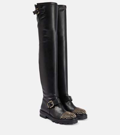 Shop Jimmy Choo Biker Ii Leather Over-the-knee Boots In Black