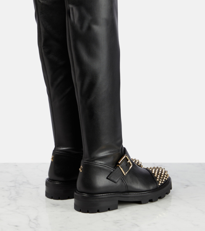 Shop Jimmy Choo Biker Ii Leather Over-the-knee Boots In Black