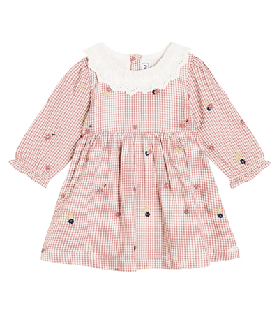 Shop Tartine Et Chocolat Baby Lace-trimmed Gingham Dress In Multicoloured
