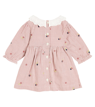 Shop Tartine Et Chocolat Baby Lace-trimmed Gingham Dress In Multicoloured