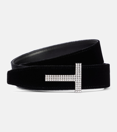 Shop Tom Ford Embellished Belt In Black