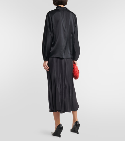 Shop Vince Draped Silk Blouse In Black