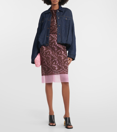 Shop Dries Van Noten Slacy Lace Midi Skirt In Pink