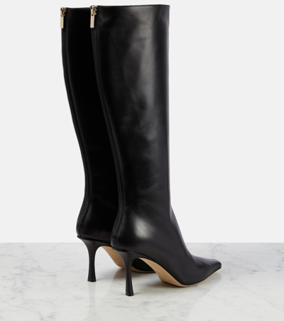 Shop Jimmy Choo Agathe 85 Leather Knee-high Boots In Black
