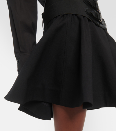 Shop Alaïa Belted Wool Miniskirt In Black