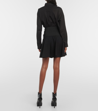 Shop Alaïa Belted Wool Miniskirt In Black