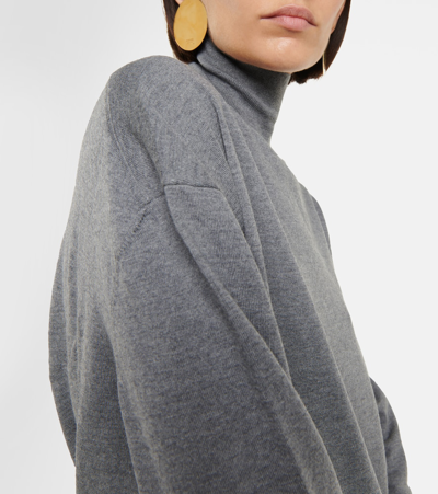 Shop Khaite Delilah Wool Turtleneck Sweater In Grey