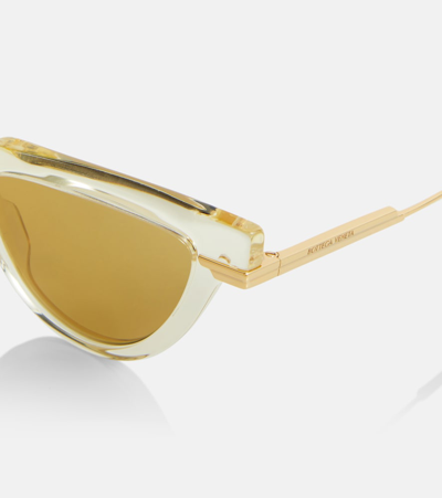 Bottega Veneta Logo Metal Alloy & Acetate Cat-eye Sunglasses In Yellow