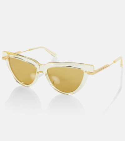 Bottega Veneta Logo Metal Alloy & Acetate Cat-eye Sunglasses In Yellow
