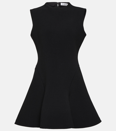 Shop Alaïa `a-line Crepe Minidress In Black