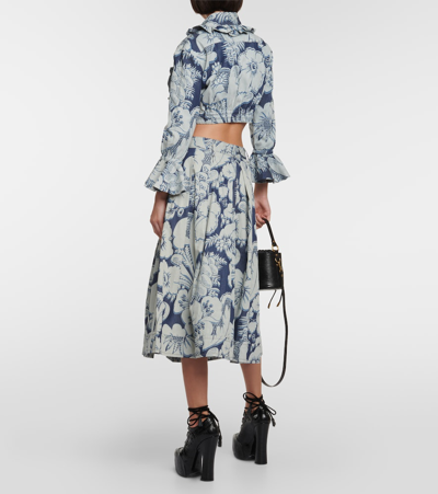 Vivienne Westwood Heart Floral Ruffled Cotton Blouse In Blue