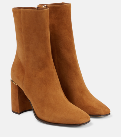Shop Jimmy Choo Loren 85 Suede Ankle Boots In Brown