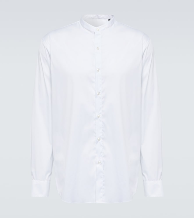 Shop Giorgio Armani Cotton-blend Shirt In White