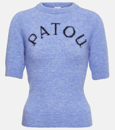 Shop Patou Logo Jacquard Alpaca-blend Sweater In Blue